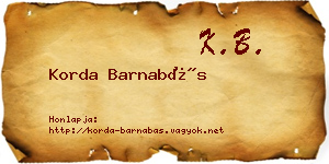 Korda Barnabás névjegykártya