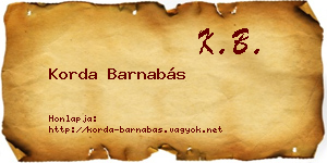 Korda Barnabás névjegykártya